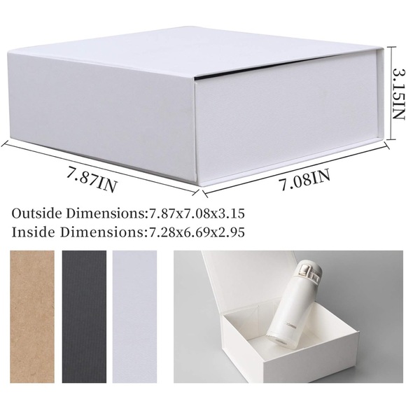 Set of 4- Rsgift 7.8x7x3.1 Inches,White Gift Box with Lid,Collapsible - Picture 2 of 12